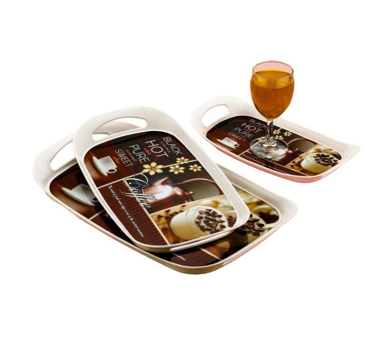 PUSHKH Serving Trays with Handle Large Medium and Small Trays for Breakfast Food Serving Tray, Set of 3 - Image 2