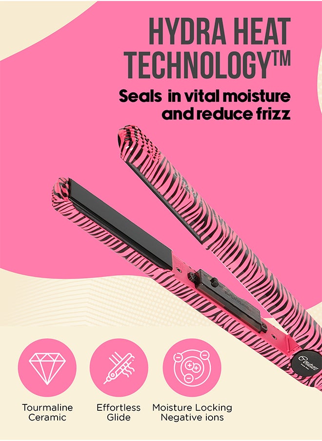 Couture Hair Pro - Ceramic Hair Straightener, Premium Quality Hair Tools- Fast Heat Up And Long Lasting -Pink Zebra - Image 1
