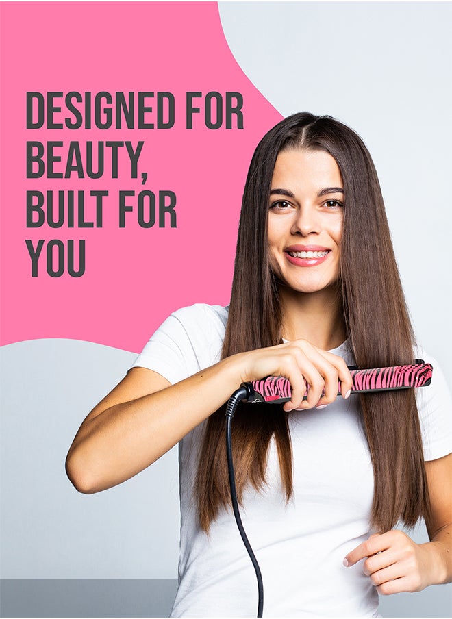Couture Hair Pro - Ceramic Hair Straightener, Premium Quality Hair Tools- Fast Heat Up And Long Lasting -Pink Zebra - Image 1