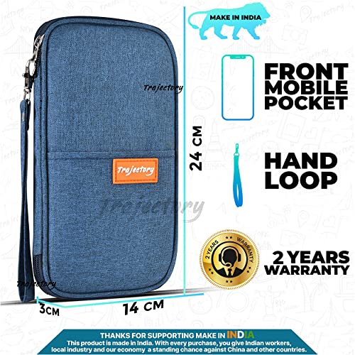 Trajectory Fabric Travel Passport and Card Holder and Wallet Organiser Case for Daily Use and International Trip for Men and Women in Blue - Image 4