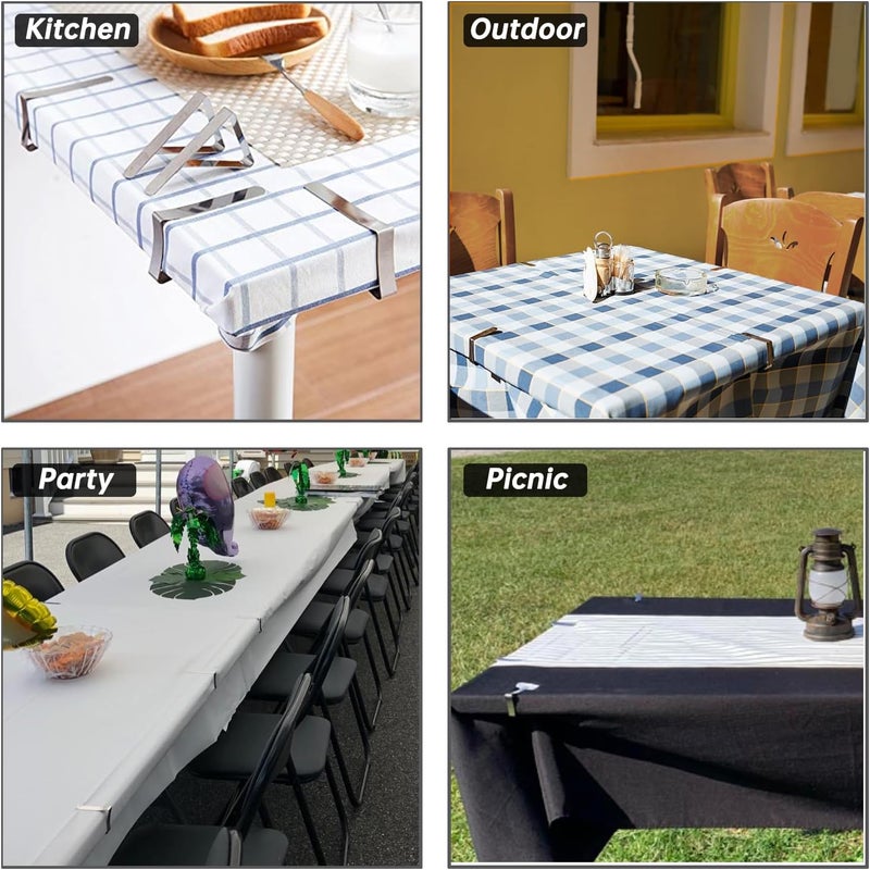 TriPole Tablecloth Clips 32 Pack Picnic Table Clips, Stainless Steel Table Cloth Holder Clips for Outdoor Tables, Metal Tables Cover Skirt Clamps for Camping Dining Wedding Graduation Party Essential - Image 3