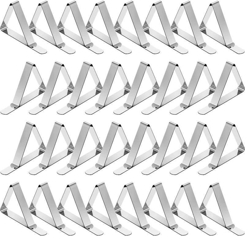TriPole Tablecloth Clips 32 Pack Picnic Table Clips, Stainless Steel Table Cloth Holder Clips for Outdoor Tables, Metal Tables Cover Skirt Clamps for Camping Dining Wedding Graduation Party Essential - Image 1