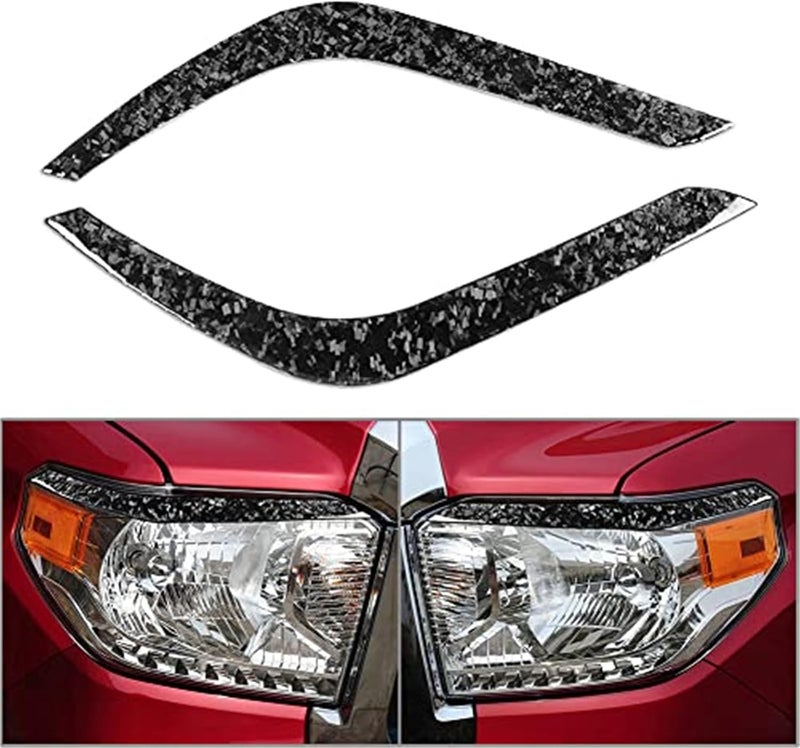 QASULER Carbon Fiber Headlight Eyelid Trim for Toyota Tundra - Image 4
