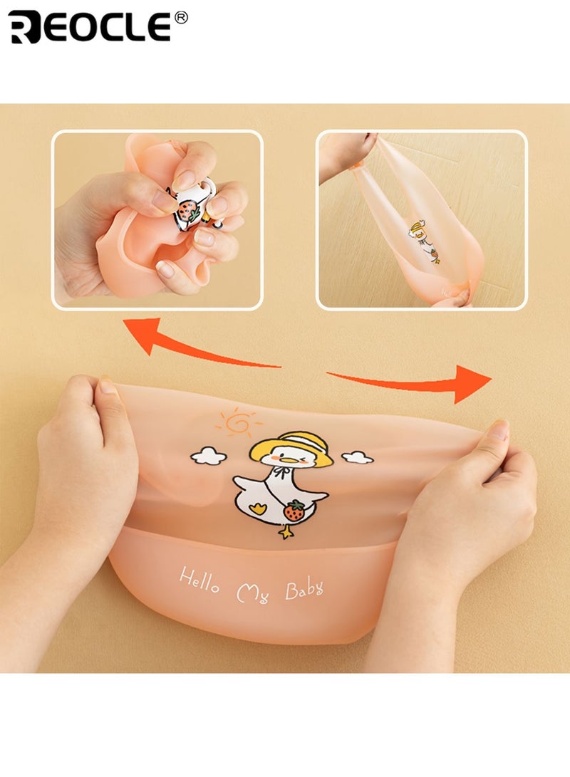 REOCLE Cartoon Panda Silicone Youngsters Bib with Food Catcher Lightweight Adjustable Snap Closure Infant Durable and Waterproof Baby Accessories Easy to Clean - Image 5