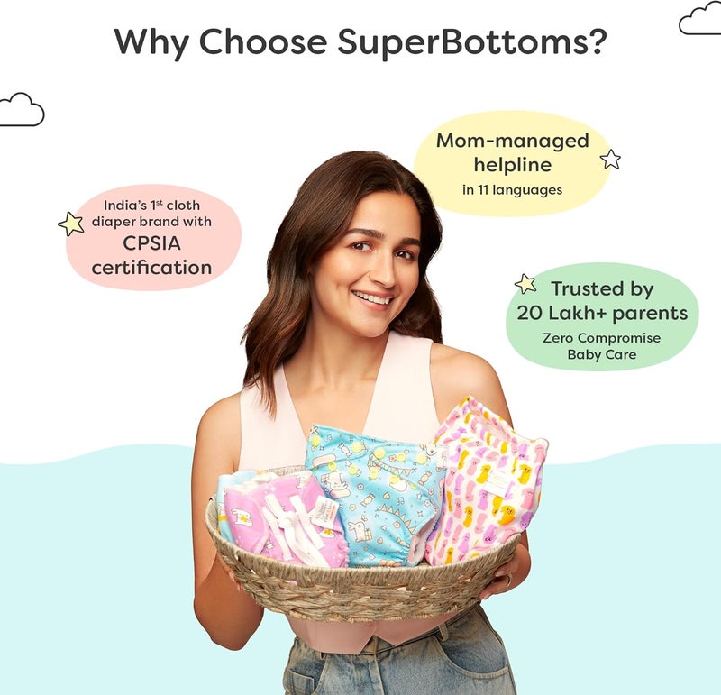 SuperBottoms Freesize UNO Cloth Diapers for Babies 3M - 3Y l With DryFeel Magic Pad l Washable & Reusable Diaper l Absorbs 4-5 pees - Image 5
