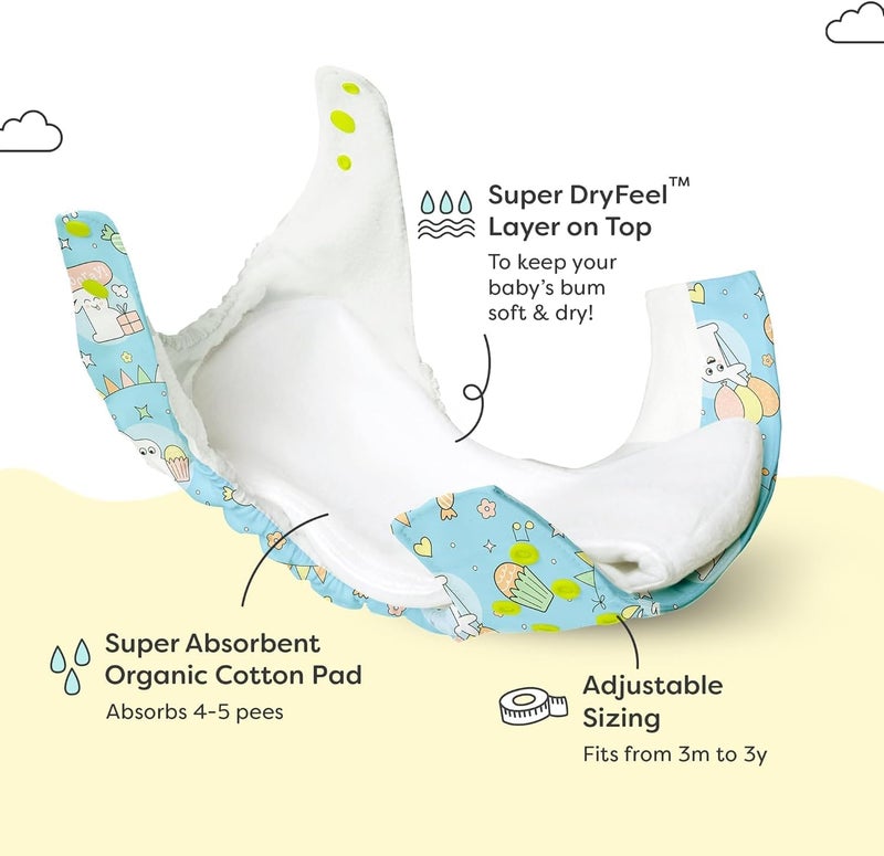 SuperBottoms Freesize UNO Cloth Diapers for Babies 3M - 3Y l With DryFeel Magic Pad l Washable & Reusable Diaper l Absorbs 4-5 pees - Image 3