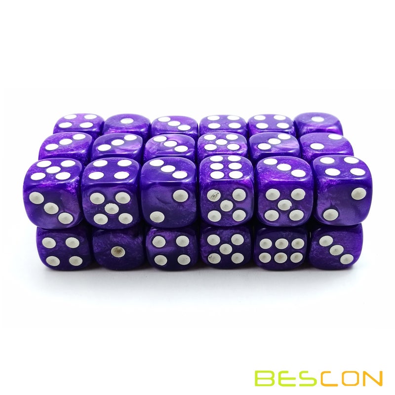 Bescon 12mm 6 Sided Dice 36 in Brick Box  12mm Six Sided Die (36) Block of Dice  Marble Purple - Image 3