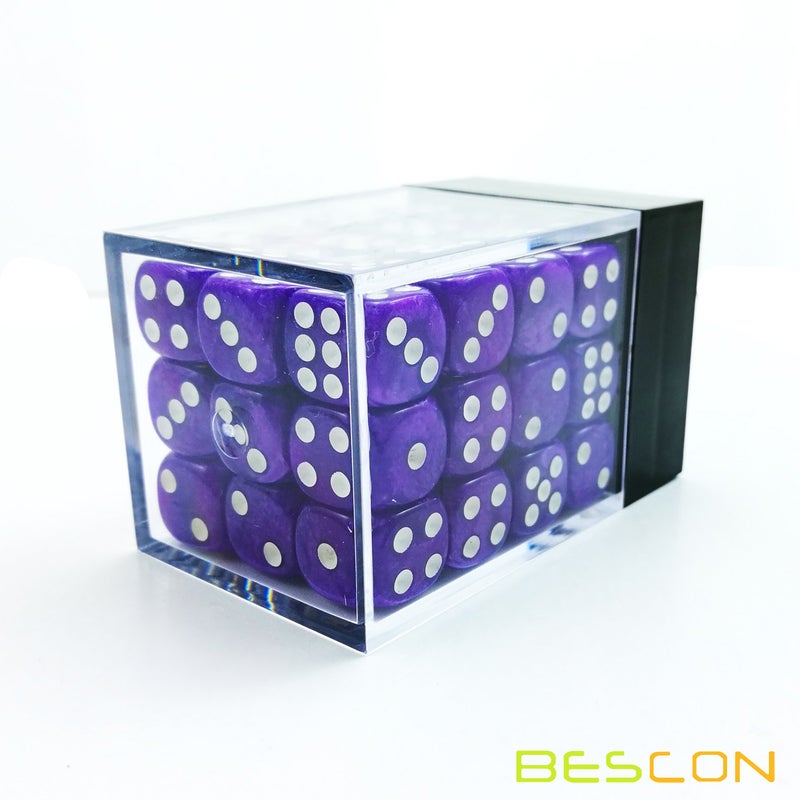 Bescon 12mm 6 Sided Dice 36 in Brick Box  12mm Six Sided Die (36) Block of Dice  Marble Purple - Image 2