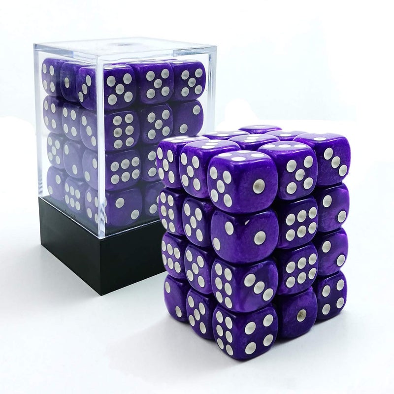 Bescon 12mm 6 Sided Dice 36 in Brick Box  12mm Six Sided Die (36) Block of Dice  Marble Purple - Image 1