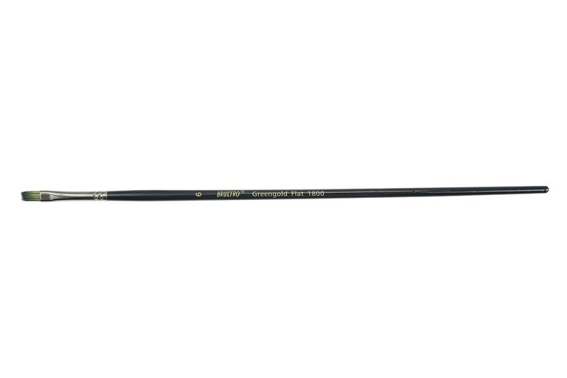 Brustro Artists Greengold Acrylic Brush Flat Series 1800 - Size - 6 | Ideal for Oil, Acrylic Painting on Paper, Canvas, Fine Art Students and Professional. - Image 3