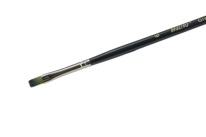 Brustro Artists Greengold Acrylic Brush Flat Series 1800 - Size - 6 | Ideal for Oil, Acrylic Painting on Paper, Canvas, Fine Art Students and Professional. - Image 4