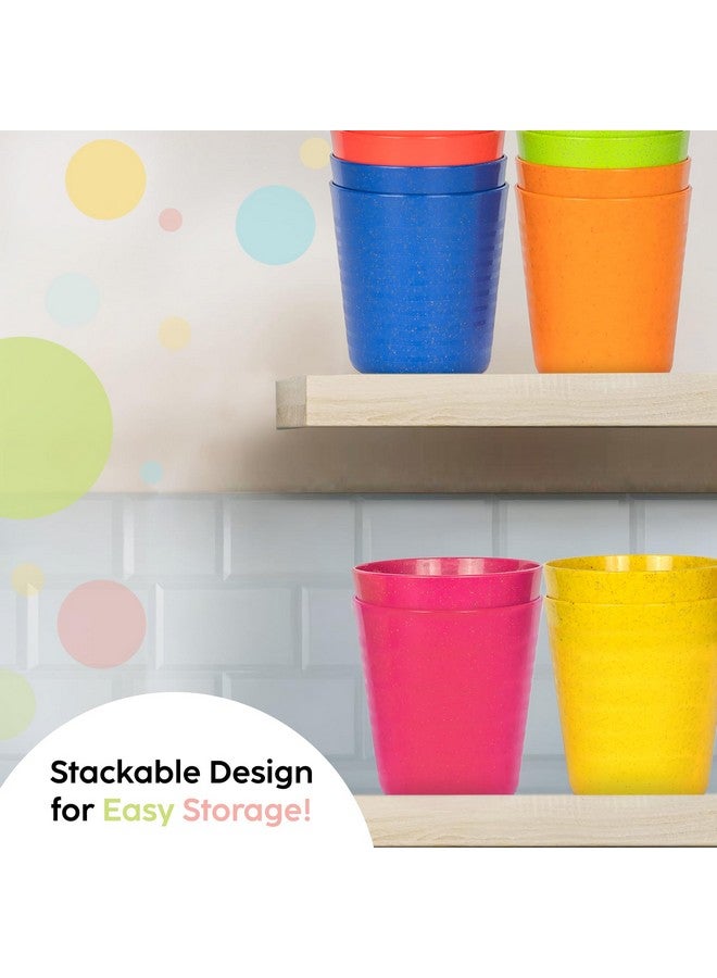 PLASKIDY Kids Cups Set of 12 Wheat Straw Toddlers Cups 8 Ounce BPA Free Children Drinking Cup Tumblers - Reusable Dishwasher Safe - Image 3