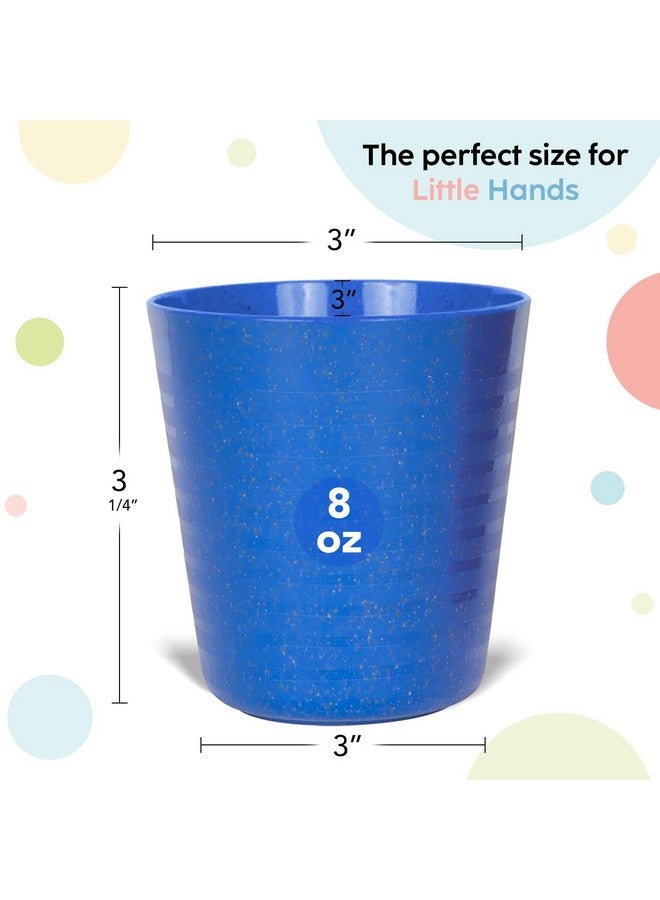 PLASKIDY Kids Cups Set of 12 Wheat Straw Toddlers Cups 8 Ounce BPA Free Children Drinking Cup Tumblers - Reusable Dishwasher Safe - Image 2