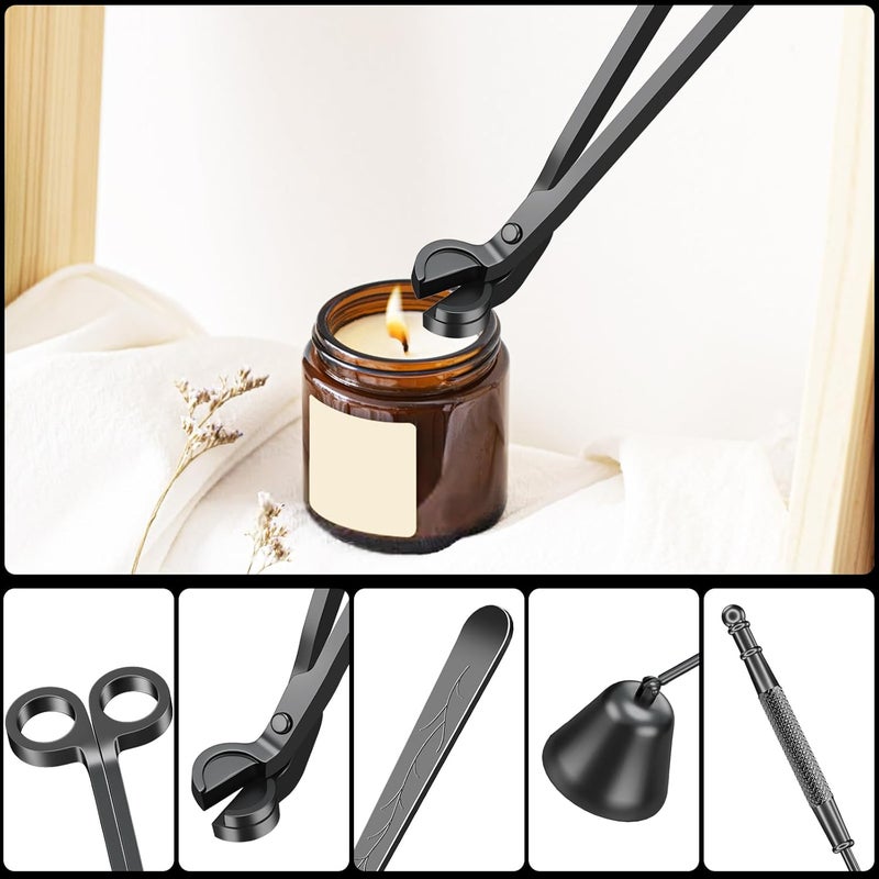 calary Candle Wick Trimmer, Candle Snuffer and Wick Dipper & Candle Accessory Set, 3 in 1 Candle Care Kit for Candle Lover (Black) - Image 3