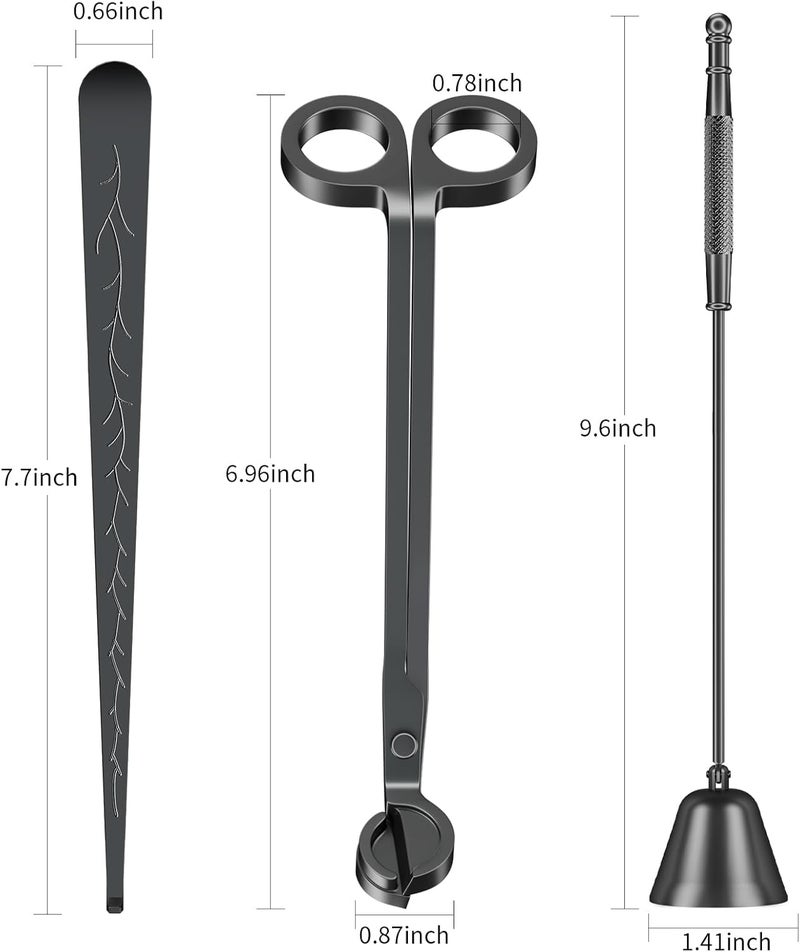 calary Candle Wick Trimmer, Candle Snuffer and Wick Dipper & Candle Accessory Set, 3 in 1 Candle Care Kit for Candle Lover (Black) - Image 2