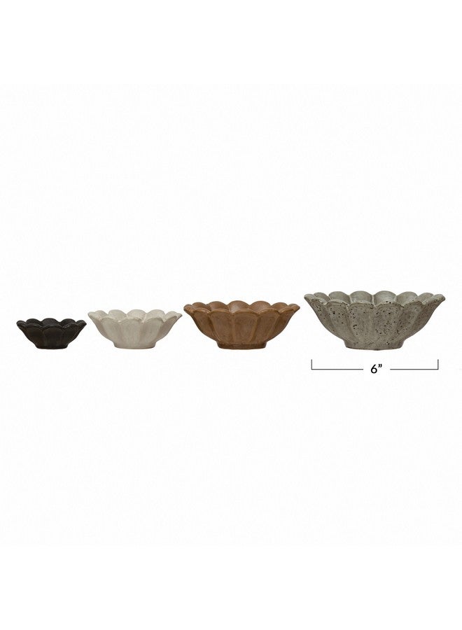 Creative Co-Op Stoneware Flower Bowls, 6" L x 6" W x 3" H, Multicolor - Image 2