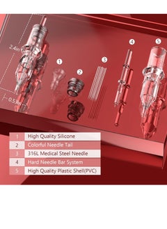 Wormhole Tattoo Wormhole Tattoo Cartridge Needles Long Taper 50pcs Assorted Disposable Tattoo Needle Cartridges Mixed 5RL 7RL 9RL 5RS 7RS 9RS 15M1 21M1 15RM 21RM Round Liner Shader Magnum Round Magnum - Packaging may vary  - Image 4