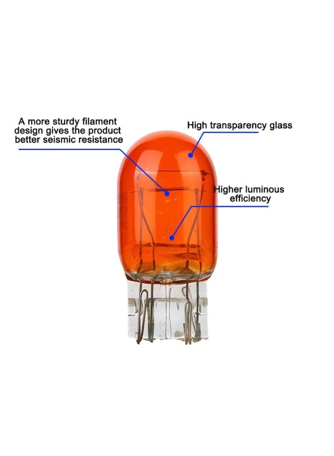 LAMAY 10PCS Car T20 1891/7443 Dual Wire Brake Bulb, 12V 21/5W Ultra Bright Vehicle Turn Signal Tail Light, Micro Auto Indicator Lighting Replacement Accessories, Universal for Most Cars Amber - Image 3