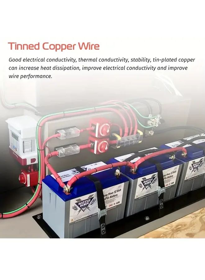1 Pack 2 Pieces 5FT 4AWG Battery Inverter Wire Cable Set Red Black - Image 5