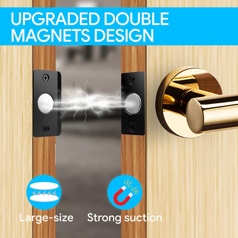 Mousike Door Ball Catch Hardware, Adjustable Hidden Magnetic Ball Catch, Stainless Steel Strike Plate with Strong Suction, Door Ball Catch Replacement for Top of Door(2 Pack, Black) - Image 2