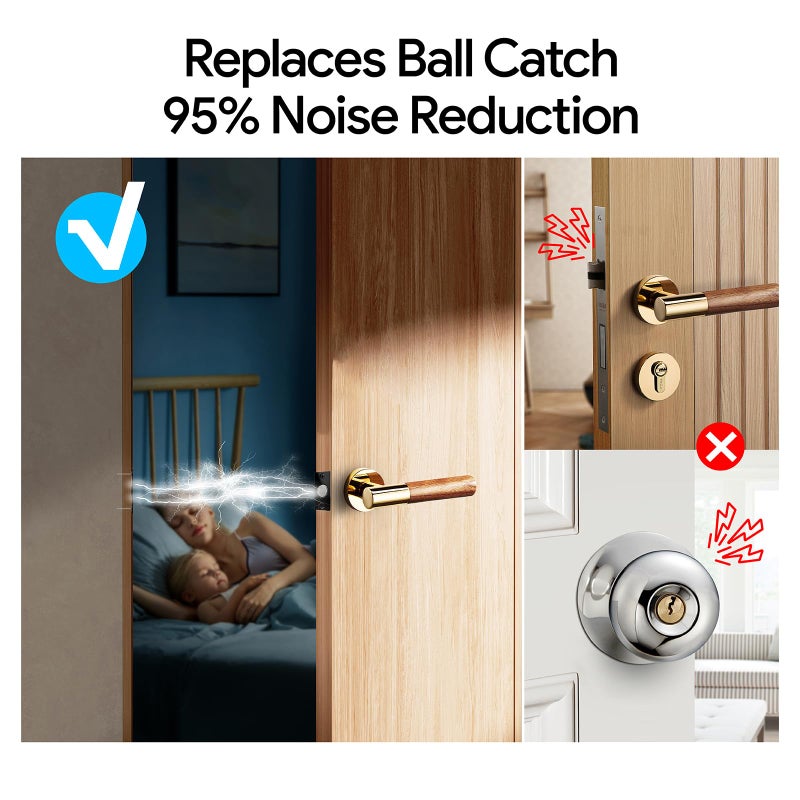Mousike Door Ball Catch Hardware, Adjustable Hidden Magnetic Ball Catch, Stainless Steel Strike Plate with Strong Suction, Door Ball Catch Replacement for Top of Door(2 Pack, Black) - Image 3