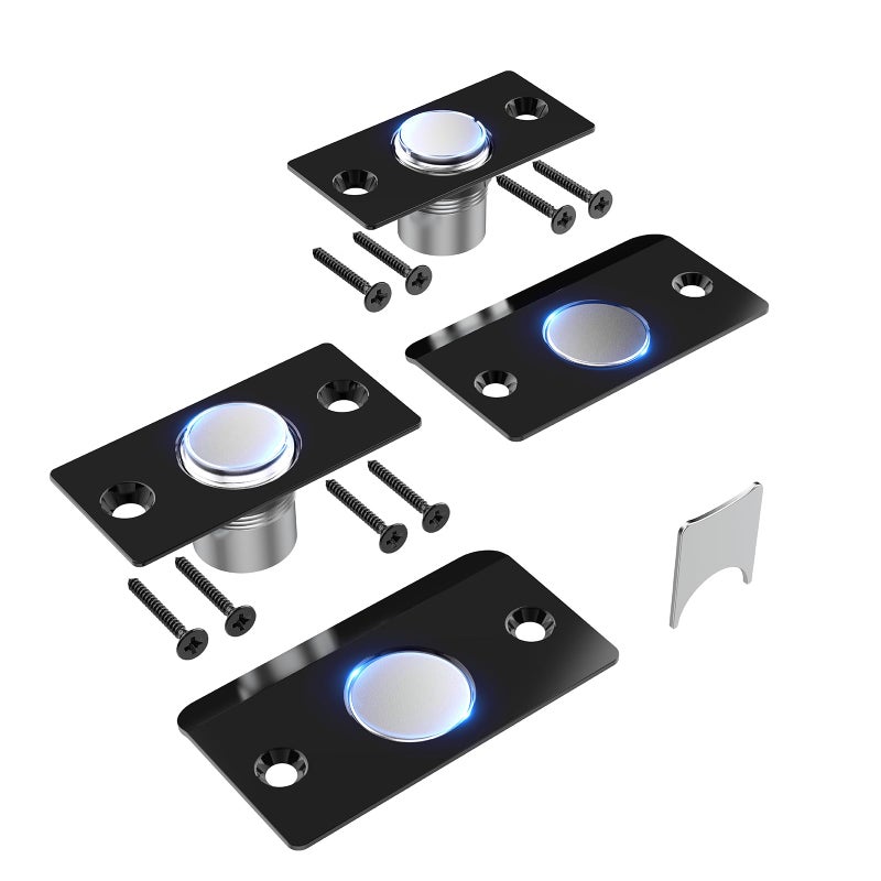 Mousike Door Ball Catch Hardware, Adjustable Hidden Magnetic Ball Catch, Stainless Steel Strike Plate with Strong Suction, Door Ball Catch Replacement for Top of Door(2 Pack, Black) - Image 1