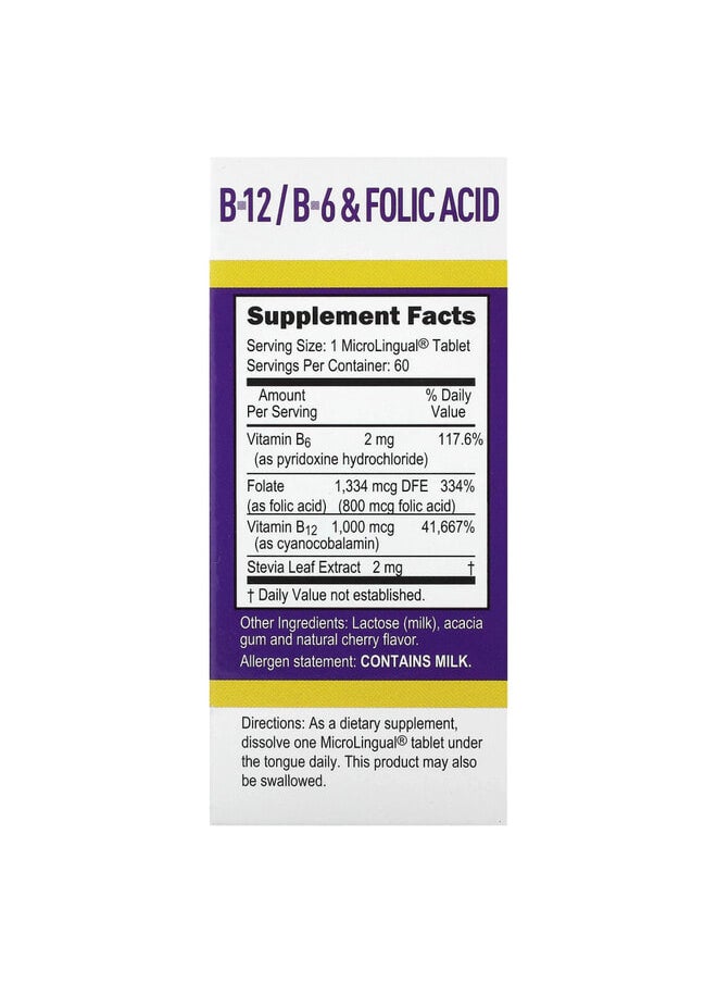 Superior Source Cyanocobalamin B-12, B-6 & Folic Acid, 60 MicroLingual Instant Dissolve Tablets  - Image 2