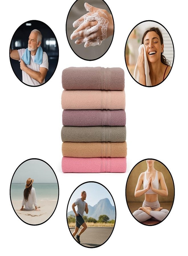 Furnofy Premium Cotton Hand Towels, 40x60 cm, Set of 6, Pastel Colours - Image 4