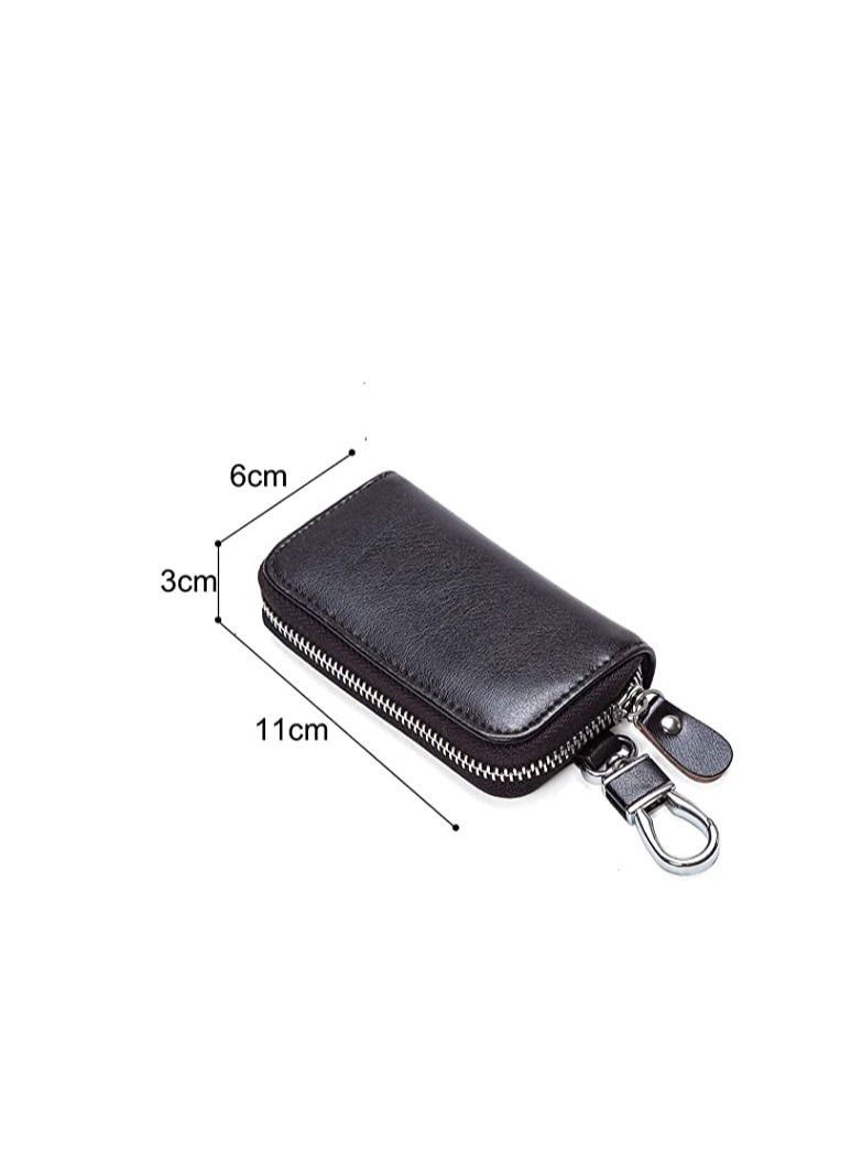 ECVV PU Leather Car Key Case Car Smart Key Chain Coin Holder Smart Key Holder Protection Car key Chain Bag Auto Remote Keyring Wallet Key Wallet Card Wallet Leather Wallet Black - Image 4