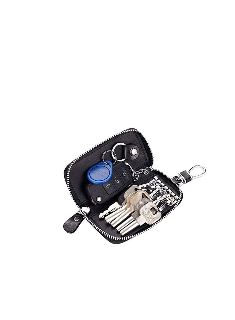 ECVV PU Leather Car Key Case Car Smart Key Chain Coin Holder Smart Key Holder Protection Car key Chain Bag Auto Remote Keyring Wallet Key Wallet Card Wallet Leather Wallet Black - Image 2