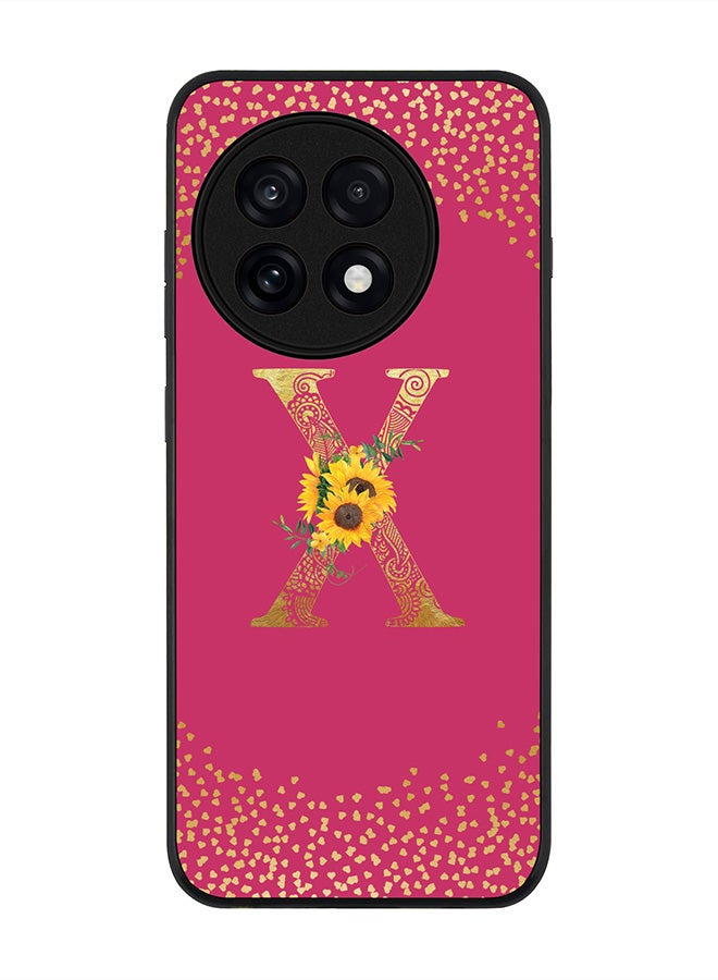 Stylizedd For OnePlus 13R / Ace 5 Pro Case,Slim fit Camera Protection, Shockproof Thin Phone cover  - Custom Floral Monogram - X ( Deep Pink )