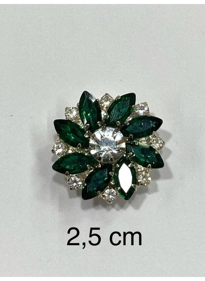 Karan Tuhafiye Karan Haberdashery Stone Button / Stone Clip Button / Set of 3 / 2.5 cm Emerald  - Image 3