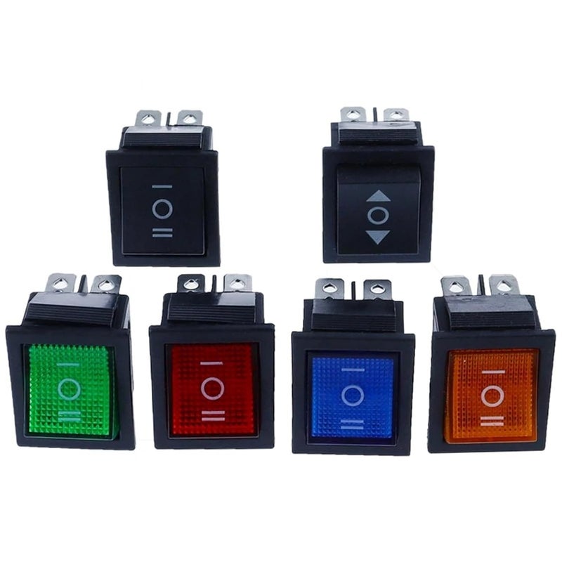 KCD4 Rocker Switch ON Off ON 3 Position 16A 250VAC Power Switch Yellow 1Pcs - Image 3
