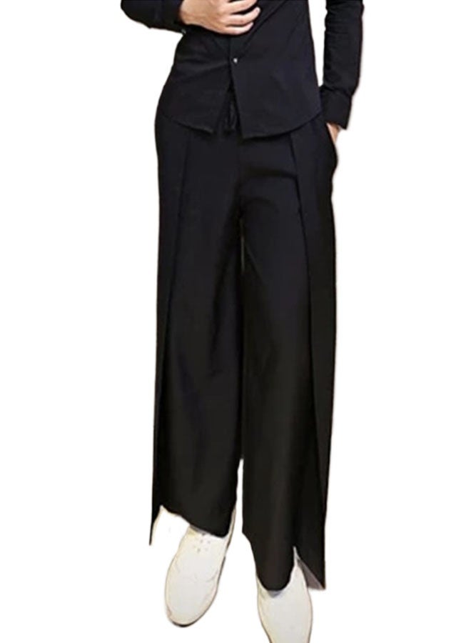 Men's black loose wide-leg straight pants  - Image 1