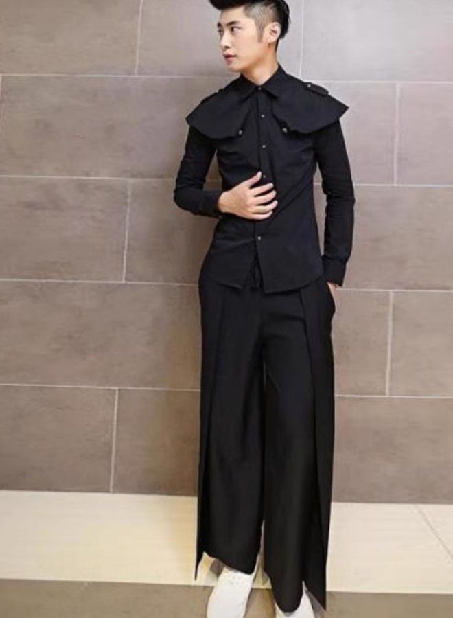 Men's black loose wide-leg straight pants  - Image 5