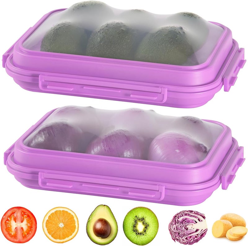 Mage Crab 2-Piece Airtight Food Storage Containers Set – Avocado Saver, Onion Keeper, Silicone Kitchen Organizers for Fridge, Reusable & Leak-Proof to Lock in Freshness K05-Purple - Image 2