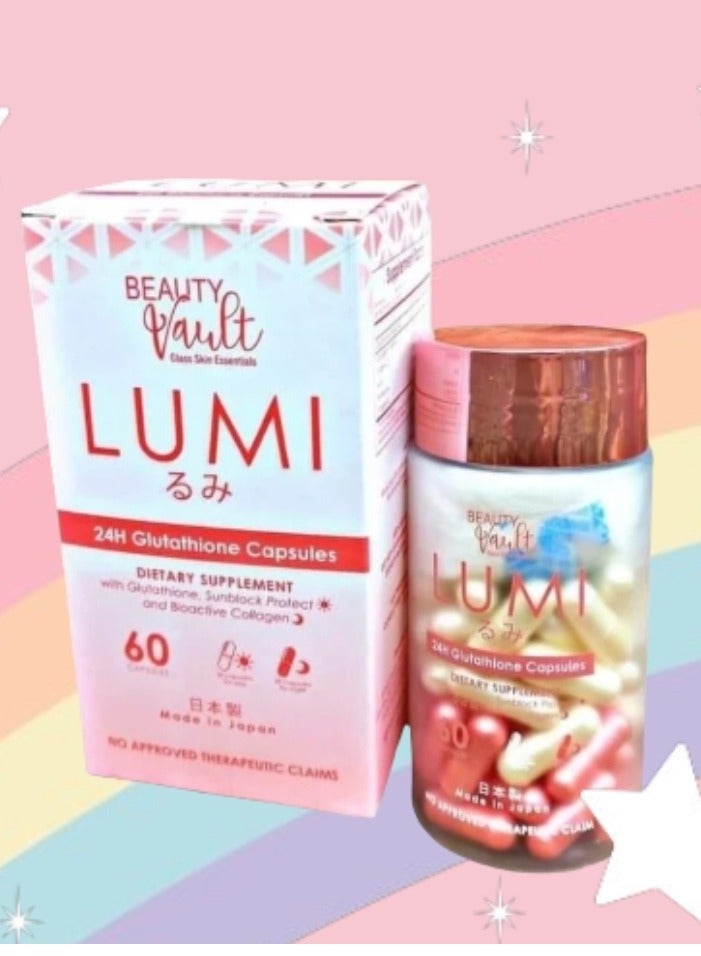 Beauty Vault Lumi 24 Hour Glutathione Capsules, 60 Capsules | Best Price KSA