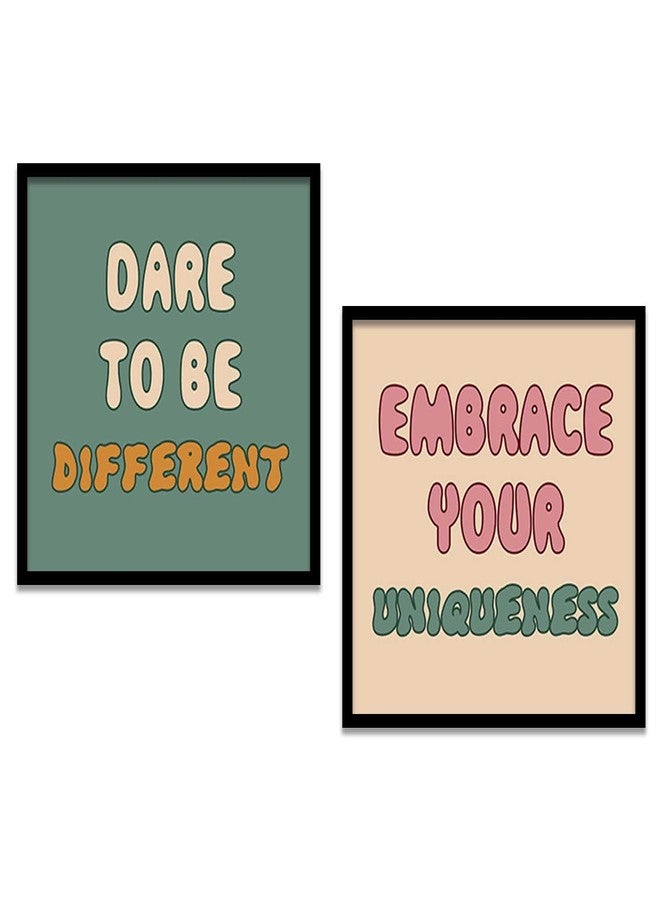 HOTHOUSE Motivational quotes wall decoration items posters with frame posters for office Study room Wall Decor Digital Reprint Set of 2 (8X8 inch) - Image 1