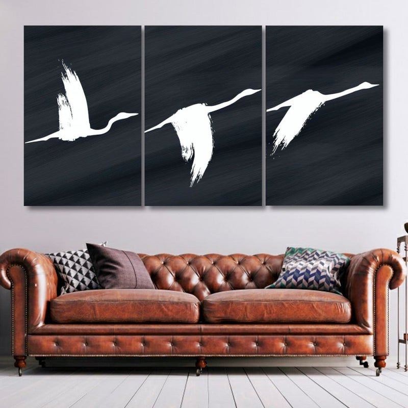 Marktna Three luxurious modern-designed canvas prints with a hollow frame, measuring (150×70), three pieces - Image 1