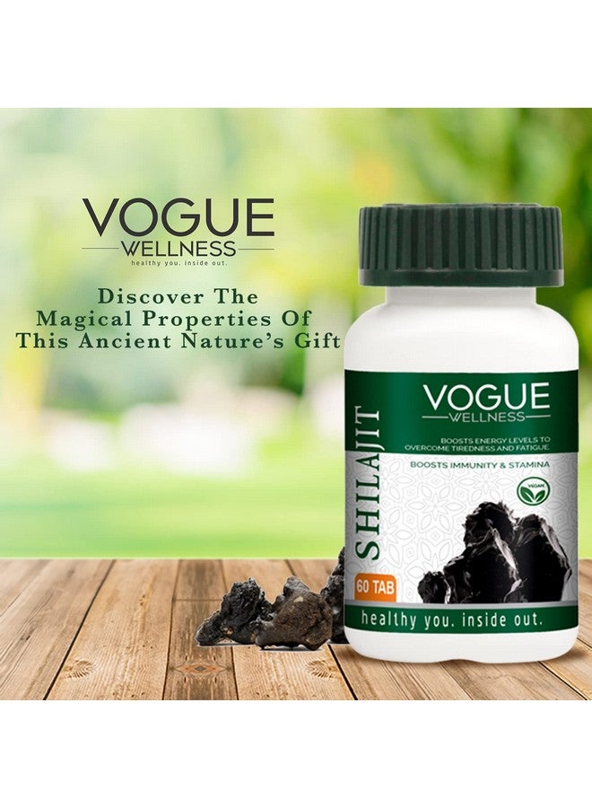 Vogue Wellness Shilajit Tablets | Immunity Booster & Stamina Booster, Reduces Stress, Boost Energy Power and Anxiety l Premium Ayurvedic Supplement (60 Tablets-pack of 1) - Image 3