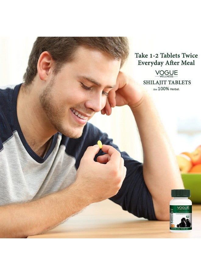 Vogue Wellness Shilajit Tablets | Immunity Booster & Stamina Booster, Reduces Stress, Boost Energy Power and Anxiety l Premium Ayurvedic Supplement (60 Tablets-pack of 1) - Image 4