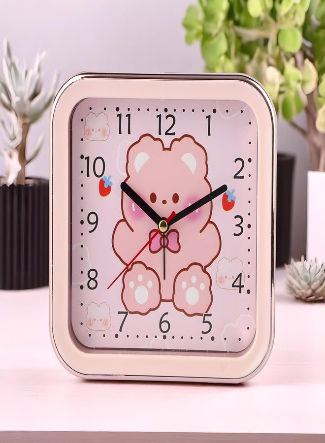 De'rons Analog Table Alarm Clock for Heavy Sleepers Alarm Clock for Study Table Funny Cute Bear Cartoon Poster Alarm Clock for Girls Kids Boys Bedroom 15 x 15 cm - Image 1