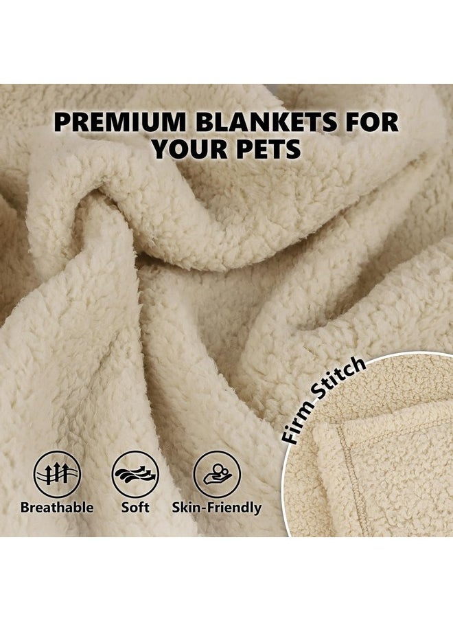 furrybaby furrybaby 1 Pack 2 Puppy Blankets for Medium Dogs Super Soft Premium Sherpa Pet Calming Blankets for Cat Bed Couch Car and Indoor Washable Fleece Dog Blankets(32"x40", Beige&Beige)  - Image 2