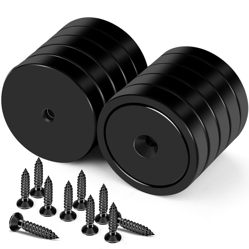 LOVIMAG Magnets150lb Waterproof Strong Neodymium Magnet with Hole for Wall MountingStrong Rare Earth Cup Magnets with Heavy Duty Countersunk Hole and Screws for Tool RoomWorkplaceBlack 10 Pack - Image 2
