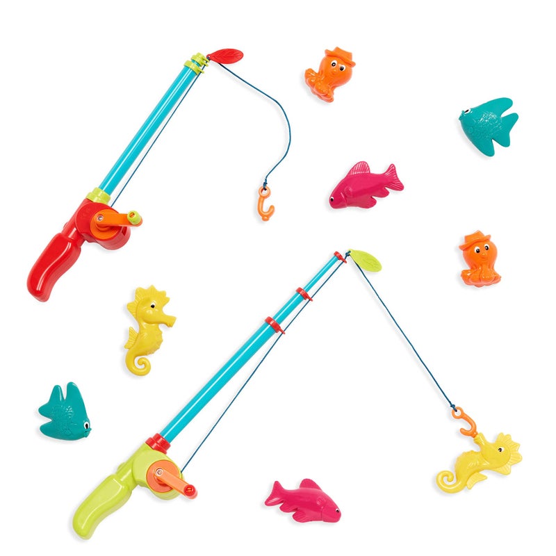 B. toys â€“ Little Fisher's Kit â€“ Magnetic Fishing Adventure Set with Dual Rods, Eight Colorful Aquatic Figures â€“ Ideal Bath Time, Pool Activity Promoting Coordination â€“ 3+ Years - Image 1