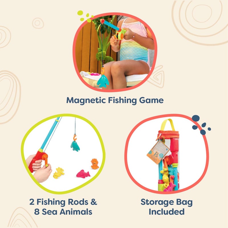 B. toys â€“ Little Fisher's Kit â€“ Magnetic Fishing Adventure Set with Dual Rods, Eight Colorful Aquatic Figures â€“ Ideal Bath Time, Pool Activity Promoting Coordination â€“ 3+ Years - Image 2