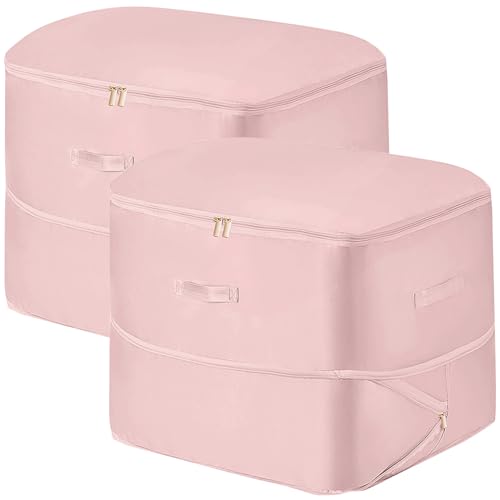 ABOUT SPACE Nylon Fabric 2Pcs Ultra Space Saving Self Compression Organizer - 141 L Vacuum Storage Bags - Packing Vaccine Bags for Clothes Airtight Reusable (Pink -Large - L 54 x B 42 x H 62 cm) - Image 1
