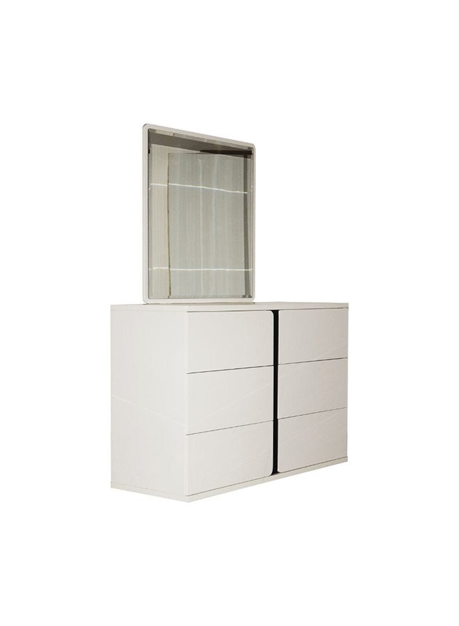DANUBE HOME Palomeze Dresser With Mirror Durable Vanity Table Dressing Makeup Desk with Storage Modern Design Bedroom Furniture L 120 x W 45 x H 159.8 Cm  White / Black  - Image 2
