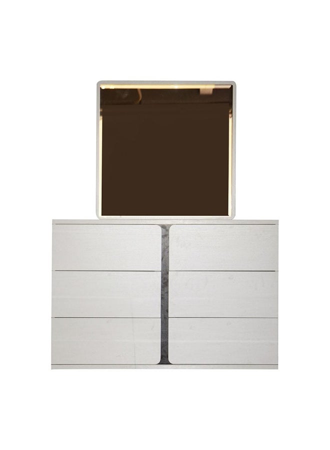 DANUBE HOME Palomeze Dresser With Mirror Durable Vanity Table Dressing Makeup Desk with Storage Modern Design Bedroom Furniture L 120 x W 45 x H 159.8 Cm  White / Black  - Image 1