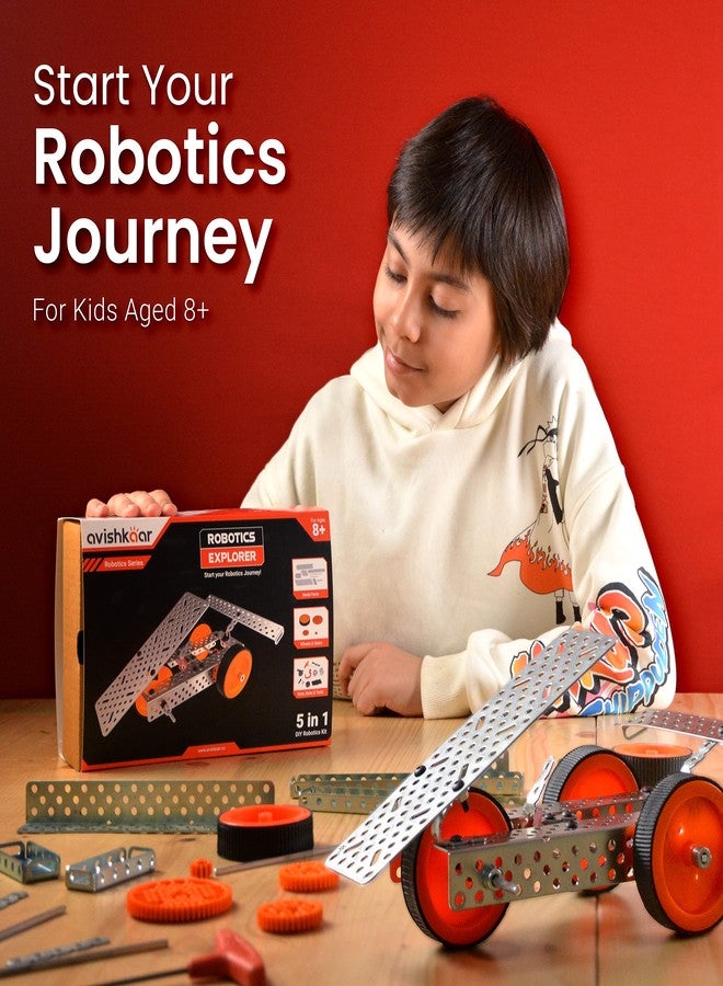 Avishkaar Robotics Explorer Kit, 5-in-1 DIY Robotics Kit for Kids Aged 8-12, 100+ Parts, Learn Mechanical Design & Creativity, Learning & Educational Stem Kit, Made in India, Multicolor - Image 2